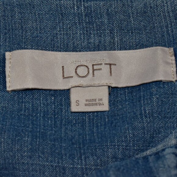 Loft Long Sleeve Button Down Linen Blend Shirt Top Size S - Picture 3 of 13